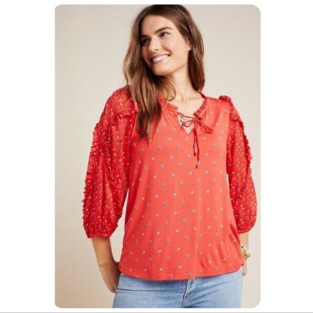 Anthropologie Maeve red blouse - Picture 2 of 7